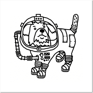 Astronaut Space General Sci Fi Dog Line Drawing Posters and Art